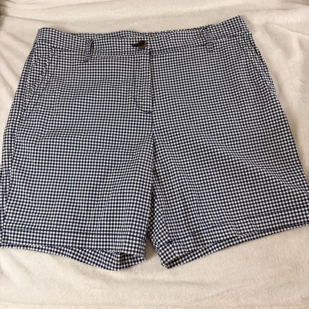 Talbots Blue White Gingham Relaxed Chino Shorts Grandmillennial Hamptons Bermuda